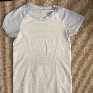 White/blueish lavender lululemon swiftly tech short sleeve